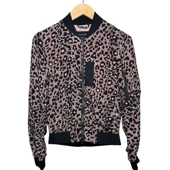 AllSaints Ella Lyos Silk Bomber Jacket Sz. XS - Picture 2 of 9